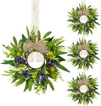 4 PCS Green Eucalyptus Olive Swag Wreaths for Pillars Spring Summer Greenery Kitchen Cabinet Wreaths Mini Green