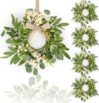 4 Pcs Green Eucalyptus Swag Wreaths for Pillars Spring Summer Kitchen Cabinet Wreaths Mini Green Berry Leaves