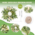 4 Pcs Green Eucalyptus Swag Wreaths for Pillars Spring Summer Kitchen Cabinet Wreaths Mini Green Berry Leaves, alternate view