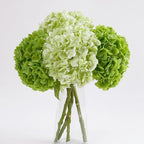 4 Pcs Green Hydrangea Artificial Flowers, Latex Real Touch Hydrangeas in 2 Dark Green & 2 Light Green