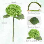 4 Pcs Green Hydrangea Artificial Flowers, Latex Real Touch Hydrangeas in 2 Dark Green & 2 Light Green, alternate view 3
