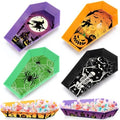 4 Pcs Halloween Plastic Serving Tray Coffin Candy Bowl in White, Black