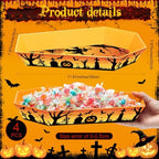 4 Pcs Halloween Plastic Serving Tray Coffin Candy Bowl in White, Black, alternate view 3