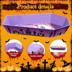 4 Pcs Halloween Plastic Serving Tray Coffin Candy Bowl in White, Black, alternate view 4