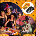 4 Pcs Halloween Plastic Serving Tray Coffin Candy Bowl in White, Black, alternate view 5