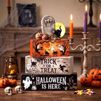 4 Pcs Halloween Table Decor Wooden Stacked Ghost Tombstone Block, alternate view 2