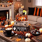 4 Pcs Halloween Table Decor Wooden Stacked Ghost Tombstone Block, alternate view 4