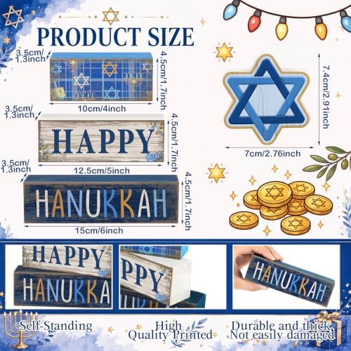 4 Pcs Hanukkah Table Decorations for Home, Star of David Signs, alternate view 3