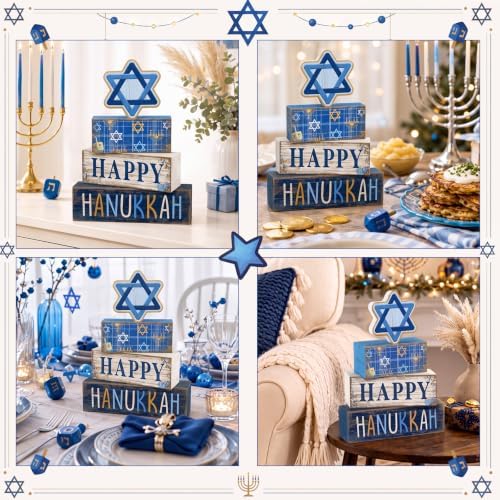 4 Pcs Hanukkah Table Decorations for Home, Star of David Signs, alternate view 4
