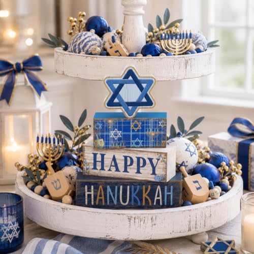 4 Pcs Hanukkah Table Decorations for Home, Star of David Signs, alternate view 5