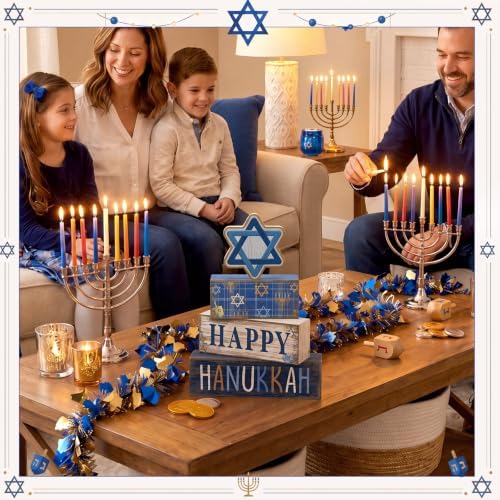4 Pcs Hanukkah Table Decorations for Home, Star of David Signs, alternate view 6