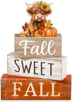 4 Pcs Highland Cow Fall Table Decorations, Sweet Fall Pumpkin Signs