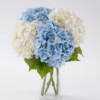 4 Pcs Hydrangea Artificial Flowers, 21'' Real Touch Latex Flower in 2 Blue & 2 White