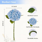 4 Pcs Hydrangea Artificial Flowers, 21'' Real Touch Latex Flower in 2 Blue & 2 White, alternate view 3