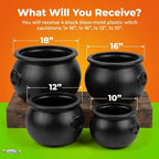 4 Pcs Large Cauldron, Black Witches Cauldron Bowl for Halloween Decor, alternate view 3