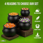 4 Pcs Large Cauldron, Black Witches Cauldron Bowl for Halloween Decor, alternate view 7