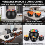 4 Pcs Large Halloween Cauldron - (1) 16",(3) 8" Big Witch Plastic Cauldron bowl Black, For Halloween Decor, alternate view 4