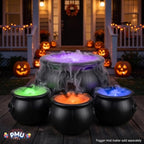 4 Pcs Large Halloween Cauldron - (1) 16",(3) 8" Big Witch Plastic Cauldron bowl Black, For Halloween Decor, alternate view 5