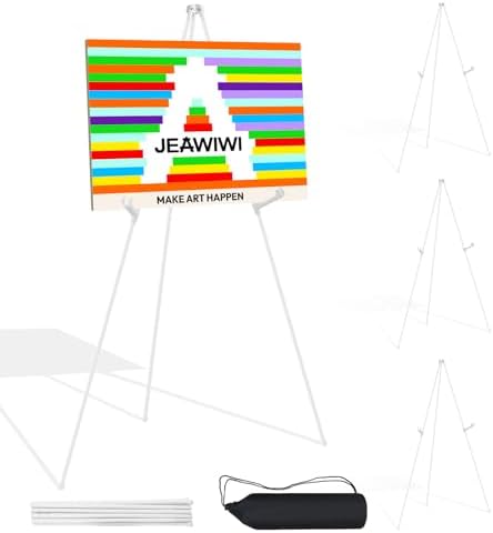 4 Pcs Lightweight Easel Stand, 66 Inch, White, with Portable Bags in White