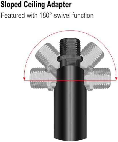 4 PCS M10 Threaded Extension Poles Lighting Fixture Downrods Stems & 180 Degrees Sloped Ceiling Adapter Kits for, alternate