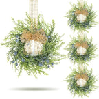 4 PCS Mini Blueberry Kitchen Cabinet Wreaths Artificial Spring Summer Farmhouse Hanging Wreaths Rustic Cedar