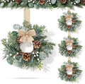 4 Pcs Mini Christmas Wreaths for Kitchen Cabinet Front Door with Bow