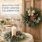 4 Pcs Mini Christmas Wreaths for Kitchen Cabinet Front Door with Bow, alternate view 3