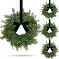 4 PCS Mini Real Touch Christmas Wreaths for Kitchen Cabinets Artificial Norfolk Lifelike Cedar Wreaths with Bow