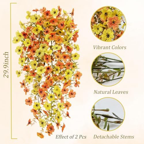 4 Pcs Outdoor Fall Decor, Artificial Mums For Outdoors, Fall Flowers Artificial For Decoration, Fake Mums Faux, alternate
