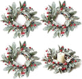 4 PCS Patriotic 4th of July Hanging Wreaths for Cabinets Small Independence Day Wreaths for Front Door with Red