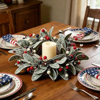 4 PCS Patriotic 4th of July Hanging Wreaths for Cabinets Small Independence Day Wreaths for Front Door with Red, alternate