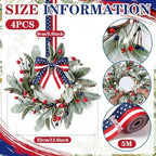 4 PCS Patriotic 4th of July Hanging Wreaths for Cabinets Small Independence Day Wreaths for Front Door with Red, alternate