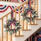 4 PCS Patriotic 4th of July Hanging Wreaths for Cabinets Small Independence Day Wreaths for Front Door with Red, alternate