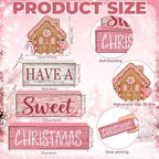 4 Pcs Pink Christmas Table Decor, Sweet Gingerbread Block Sign, alternate view 6