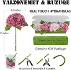 4 Pcs Real Touch Hydrangea Artificial Flower Lifelike 21'' Long Stem Latex Hydrangea Flower for Thanksgiving, alternate view