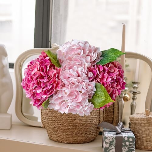 4 Pcs Real Touch Hydrangea Artificial Flower Lifelike 21'' Long Stem Latex Hydrangea Flower for Thanksgiving, alternate view