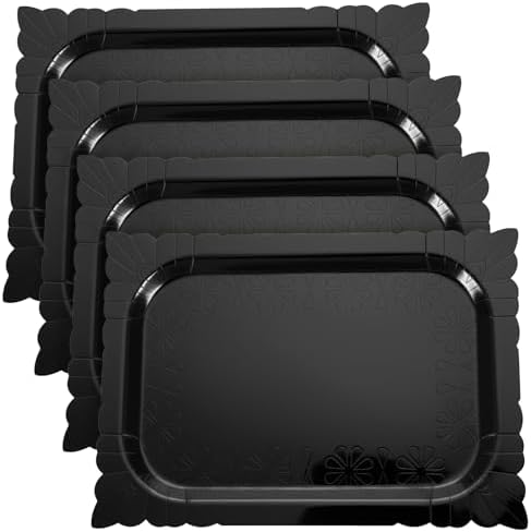 4 Pcs Rectangle Serving Trays Heavy Duty Disposable Paper Cardboard Serving Platter for Food Tea Fruit Trays