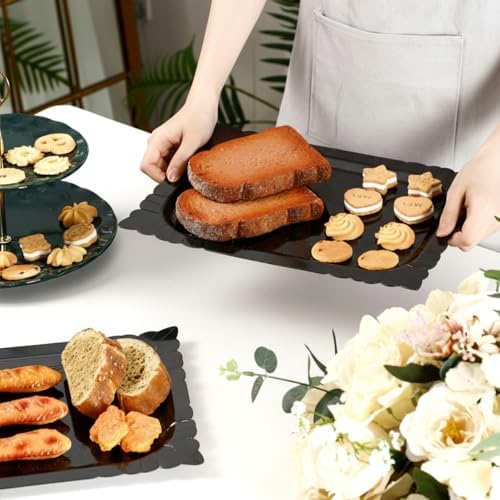 4 Pcs Rectangle Serving Trays Heavy Duty Disposable Paper Cardboard Serving Platter for Food Tea Fruit Trays, alternate view