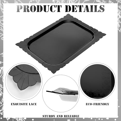 4 Pcs Rectangle Serving Trays Heavy Duty Disposable Paper Cardboard Serving Platter for Food Tea Fruit Trays, alternate view