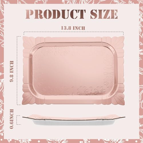 4 Pcs Rectangle Serving Trays Heavy Duty Disposable Paper Cardboard Serving Platter for Food Tea Fruit Trays, alternate view