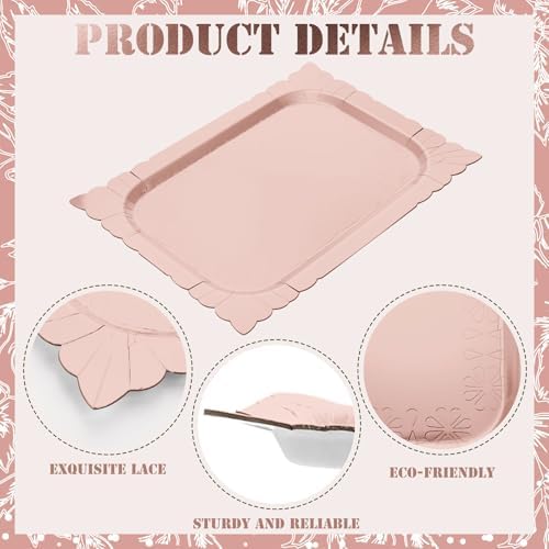 4 Pcs Rectangle Serving Trays Heavy Duty Disposable Paper Cardboard Serving Platter for Food Tea Fruit Trays, alternate view