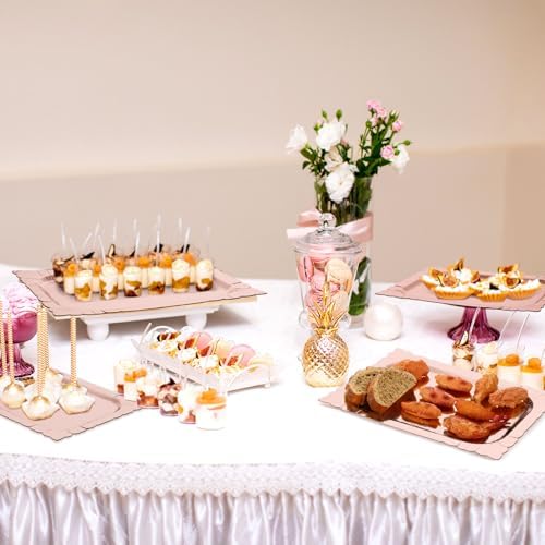 4 Pcs Rectangle Serving Trays Heavy Duty Disposable Paper Cardboard Serving Platter for Food Tea Fruit Trays, alternate view