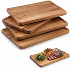 4 Pcs Rectangular Wood Serving Platters, Small Wooden Serving Tray for Charcuterie Boards Rectangle Wood Tray