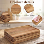 4 Pcs Rectangular Wood Serving Platters, Small Wooden Serving Tray for Charcuterie Boards Rectangle Wood Tray, alternate view