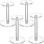 4 Pcs Round Clear Acrylic Hat Display Stands Pedestal Stand, 4 Size in Height:5.1 inch, 5.7 inch, 6.5 inch, 6.9