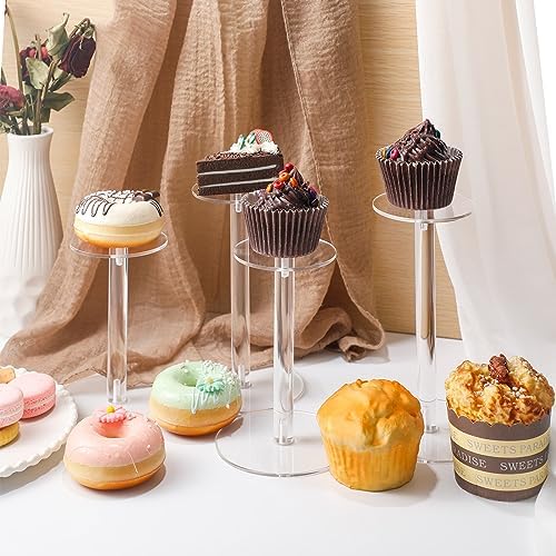 4 Pcs Round Clear Acrylic Hat Display Stands Pedestal Stand, 4 Size in Height:5.1 inch, 5.7 inch, 6.5 inch, 6.9, alternate