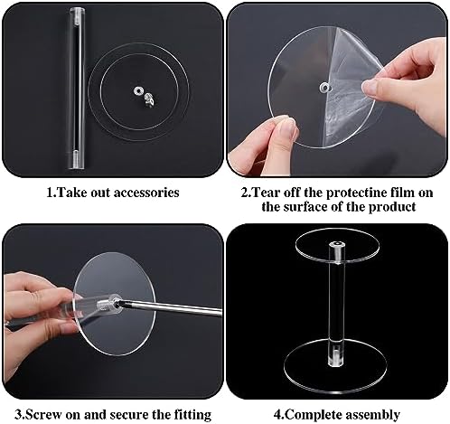 4 Pcs Round Clear Acrylic Hat Display Stands Pedestal Stand, 4 Size in Height:5.1 inch, 5.7 inch, 6.5 inch, 6.9, alternate