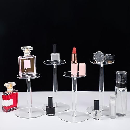 4 Pcs Round Clear Acrylic Hat Display Stands Pedestal Stand, 4 Size in Height:5.1 inch, 5.7 inch, 6.5 inch, 6.9, alternate