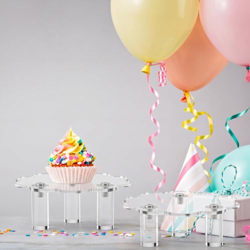 4 Pcs Scalloped Acrylic Risers Display, Clear Cake Stand in transparent, alternate view 4