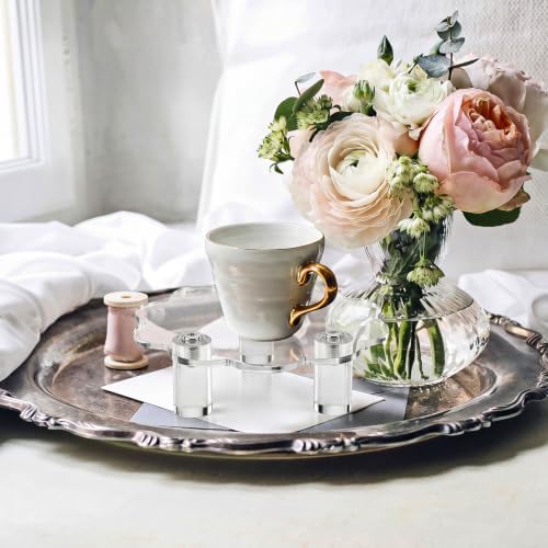 4 Pcs Scalloped Acrylic Risers Display, Clear Cake Stand in transparent, alternate view 5